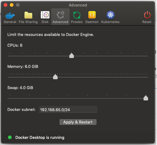 Docker settings
